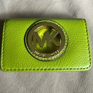 Beautiful Michael Kors lime green leather card case